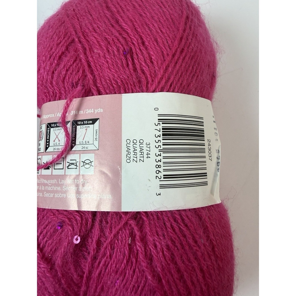 Patons Lace Sequin Quartz pink color Yarn Lot Of 2 - Picture 5 of 7